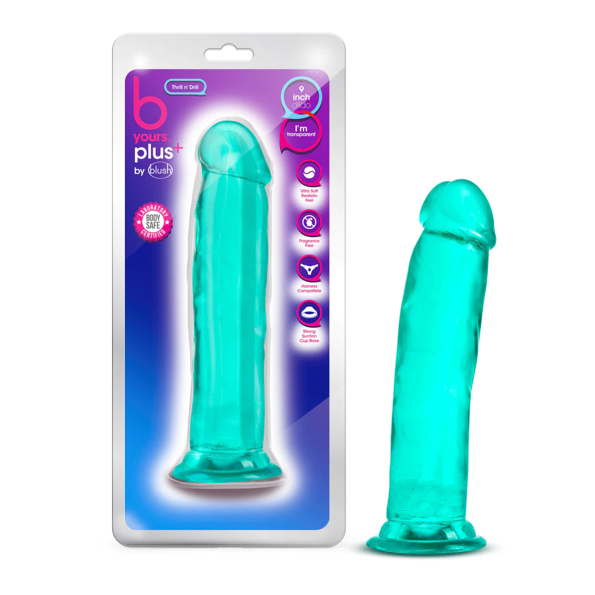 dildo texture discounts-B Yours Plus Thrill N’ Drill Realistic Teal 9.5-Inch Long Dildo