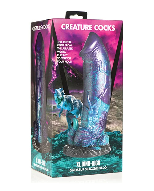 dildo shape reviews-Creature Cocks Dino Dick Silicone Dildo - XL Multi Color