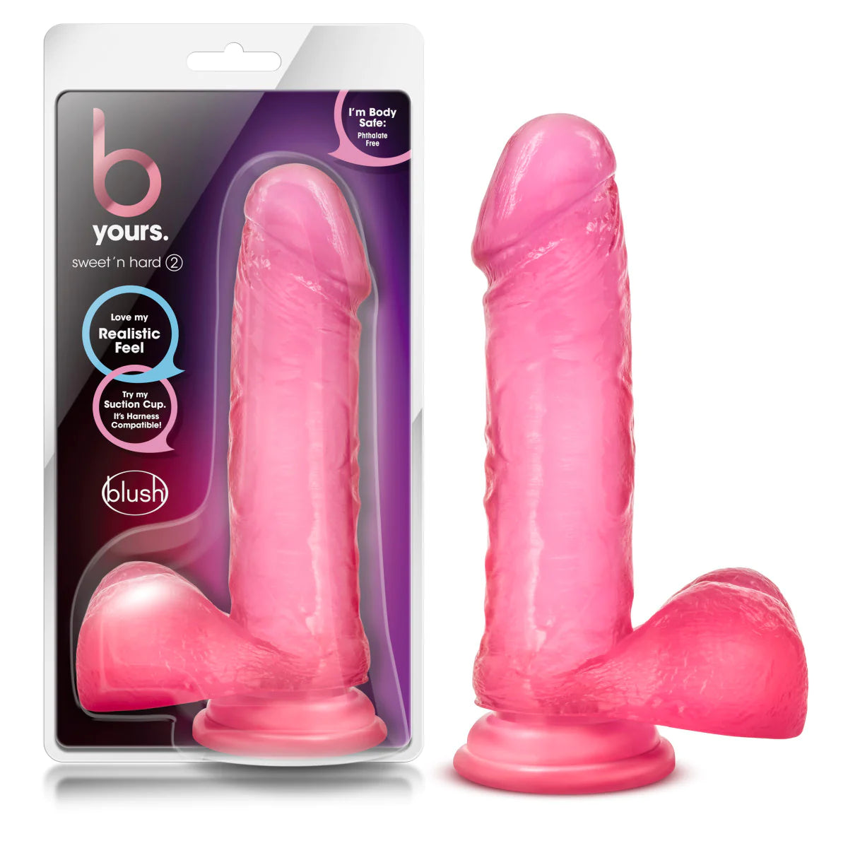 dildo suction bundles-B Yours Sweet N' Hard 2 Realistic Pink 8-Inch Long Dildo