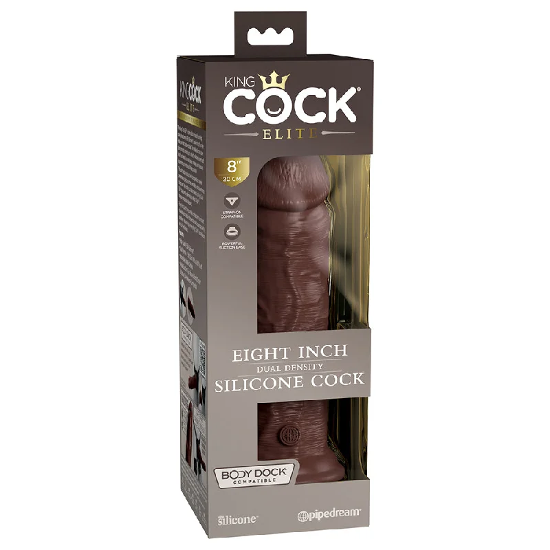 dildo usage comparison-King Cock Elite 8 in. Dual Density Silicone Cock Realistic Dildo With Suction Cup Brown