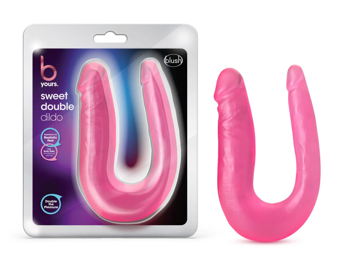 dildo travel deals-B Yours Sweet U-Shaped Double Sided Pink 12.5-Inch Long Double Dildo