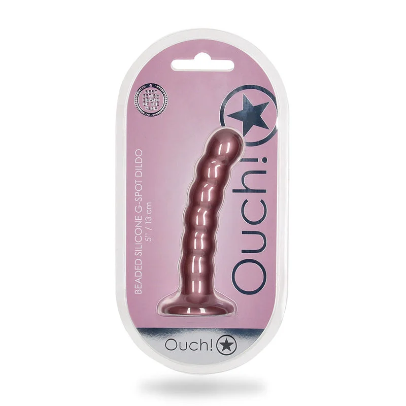 dildo collector comparison-Ouch! Beaded Silicone 5 in. G-Spot Dildo Rose Gold