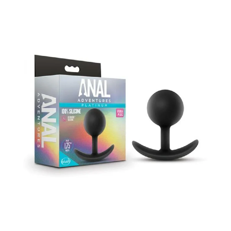 anal toys with easy texture-Blush Anal Adventures Platinum Silicone Vibra Plug - Black