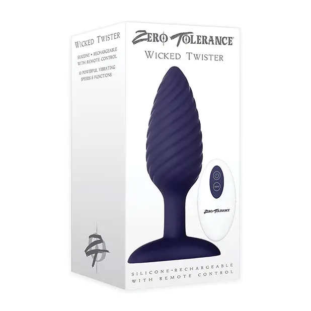 anal toys for private fun-Zero Tolerance Wicked Twister Rechargeable Remote-Controlled Textured Vibrating Silicone Anal Plug