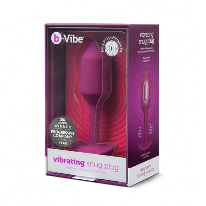 anal toys with smooth shape-b-Vibe Vibrating Snug Plug 2 Rechargeable Weighted Silicone Anal Plug Rose