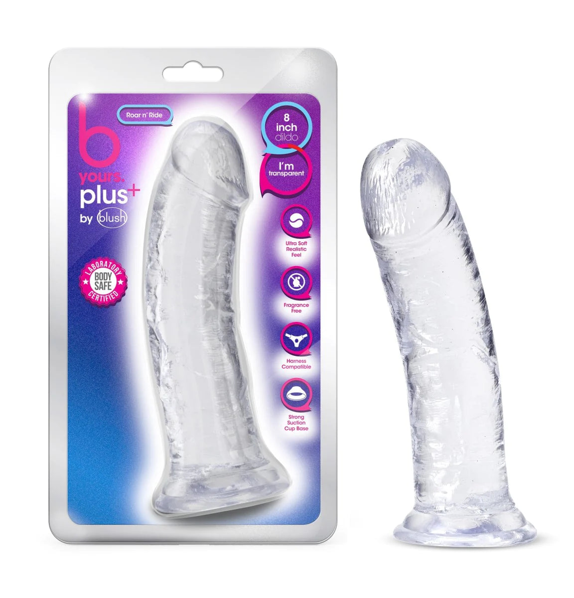 dildo collector discounts-B Yours Plus Roar N’ Ride Realistic Clear 8-Inch Long Dildo