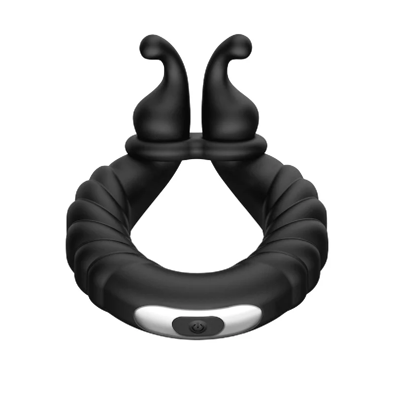 leather cock ring styles-FORTO F-24 Textured Vibrating C-Ring - Black