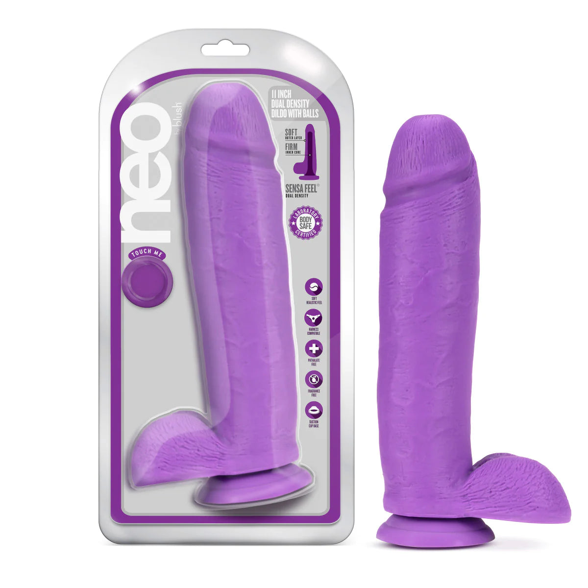 dildo flexibility offers-Neo Realistic Neon Purple 11-Inch Long Dildo