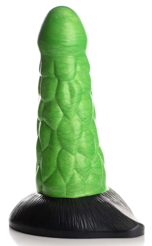 dildo customization tips-Radioactive Reptile Thick Scaly Silicone  Dildo - Green