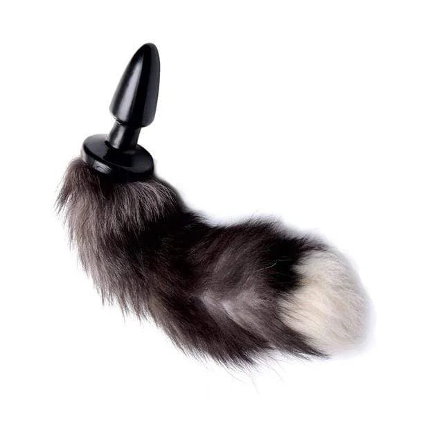 anal toys for private fun-XR - Tailz Grey Fox Tail Anal Plug (Black)