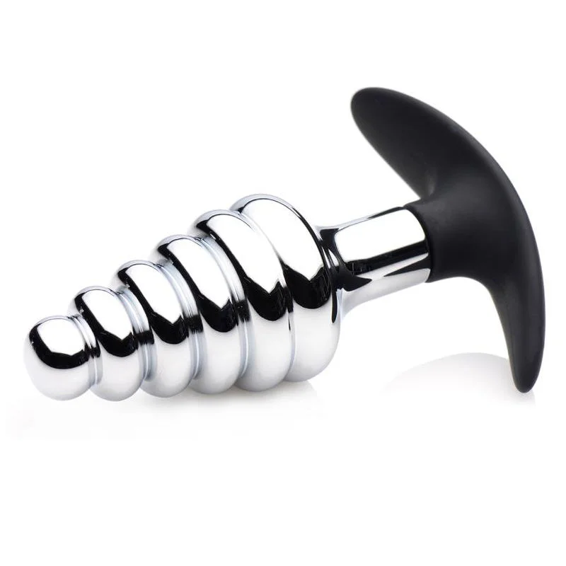 anal toys with long design-Master Series Dark Hive Metal And Silicone Ribbed Anal Plug