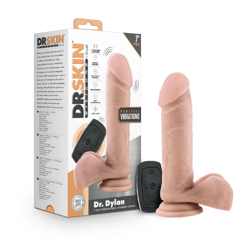 dildo suction discounts-Dr. Skin Silicone - Dr. Dylan - 7.5 Inch Vibrating Dildo with Remote Control- Vanilla