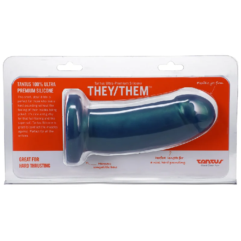 dildo beginner kits-Tantus They/Them 5.5 in. Dildo Soft Malachite