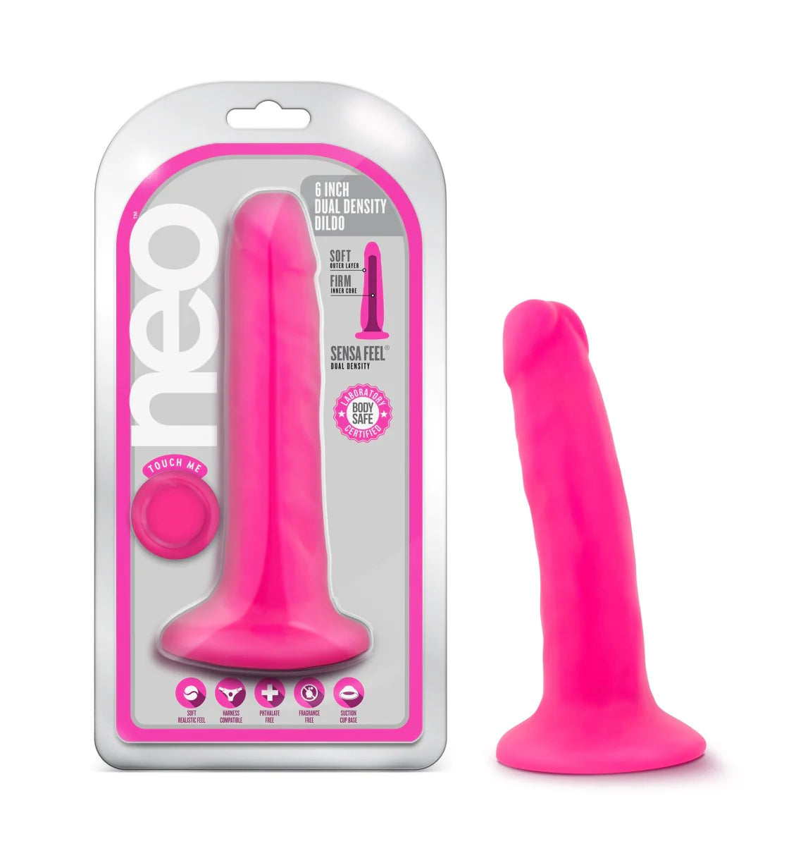 dildo waterproof deals-Neo Realistic Neon Pink 6-Inch Long Dildo