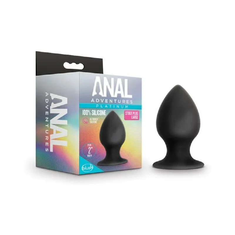 anal toys for gentle fun-Blush Anal Adventures Platinum Silicone Anal Stout Plug - Medium Black