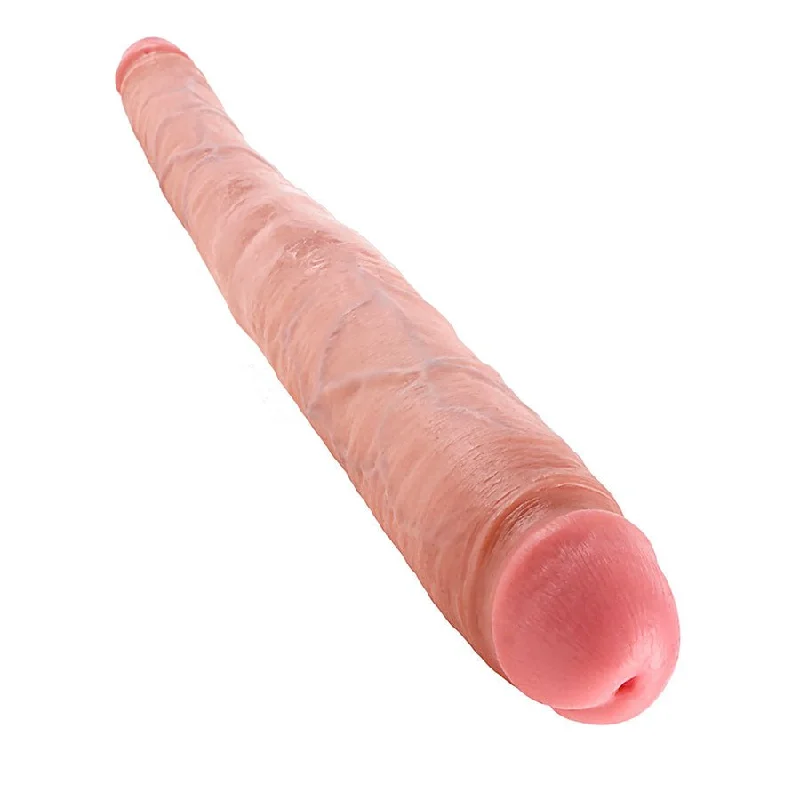 dildo girth bundles-King Cock 16 Inch Tapered Realistic Double Ended Dildo White