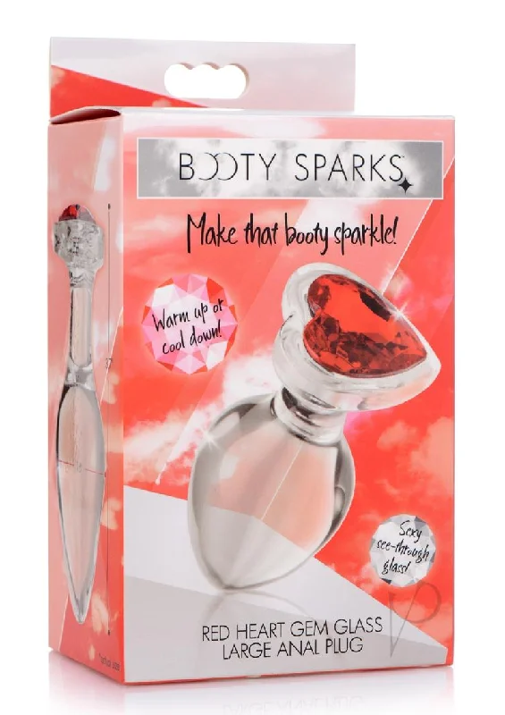 anal toys with quiet finish-Booty Sparks Red Heart Gem Glass Plug Lg