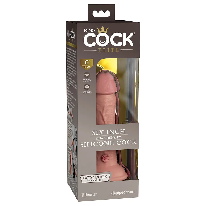 dildo usage tutorials-King Cock Elite 6 in. Dual Density Silicone Cock Realistic Dildo With Suction Cup Beige