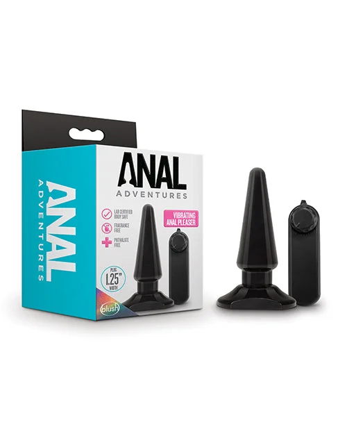 anal toys with smooth texture-Blush Anal Adventures Basic Vibrating Anal Pleaser - Black