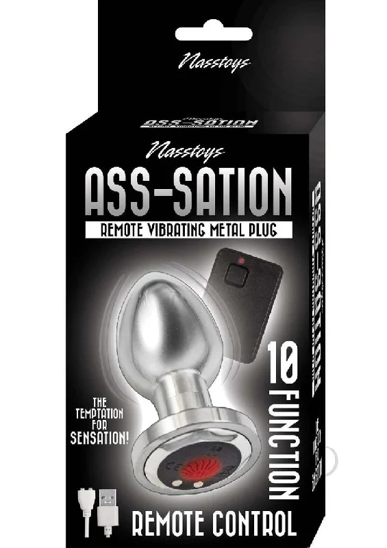 anal toys with easy texture-Ass-sation Remote Vibe Metal Plug Silver