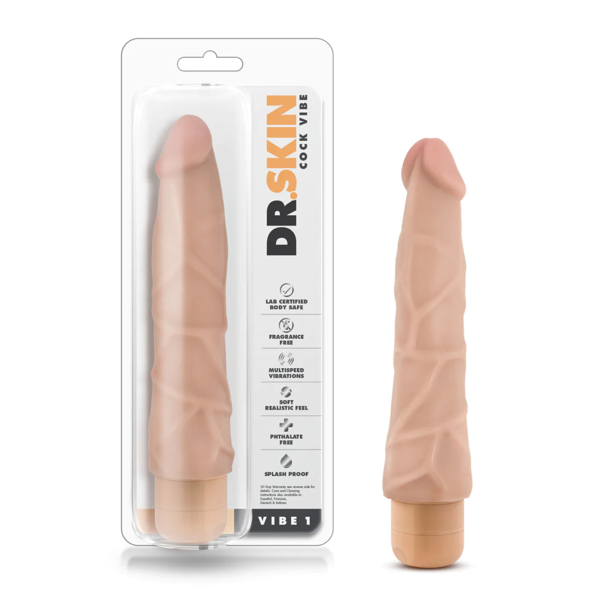 dildo durability offers-Dr. Skin Cock Vibe 1 Realistic Beige 9-Inch Long Vibrating Dildo