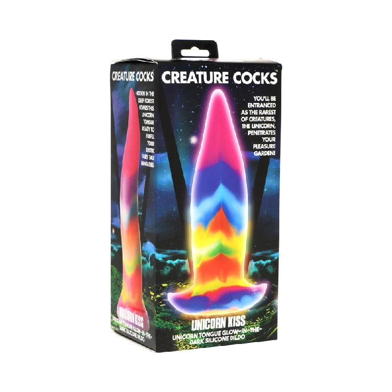 dildo portability comparison-Creature Cocks Unicorn Tongue Glow-in-the-Dark Silicone Dildo