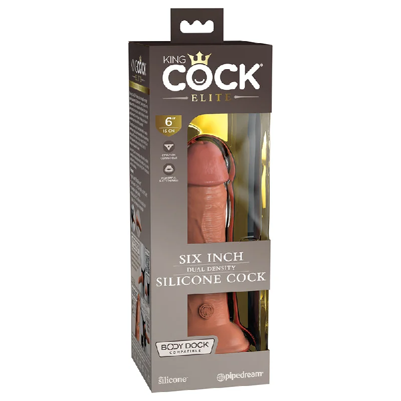 dildo brand reputation-King Cock Elite 6 in. Dual Density Silicone Cock Realistic Dildo With Suction Cup Tan