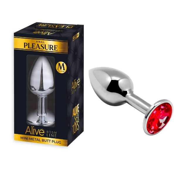 anal toys for private fun-MINI METAL BUTT PLUG ANAL PLEASURE RED M