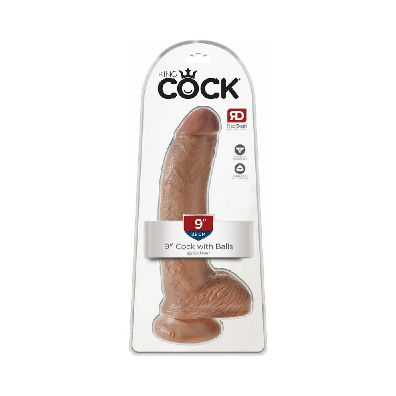 dildo texture reviews-King Cock 9 in. Cock With Balls Realistic Suction Cup Dildo Tan