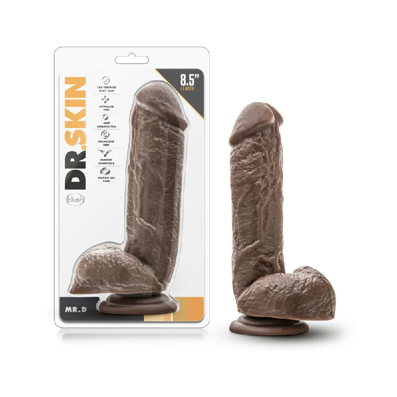 dildo color tutorial-Dr. Skin Mr. D Realistic 8.5 in. Dildo with Balls Brown