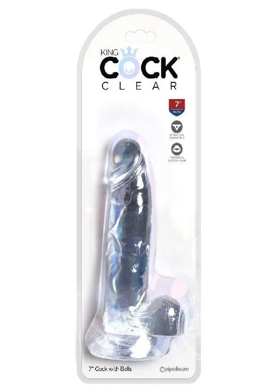 dildo waterproof bundles-King Cock Dildo with Balls 7in - Clear