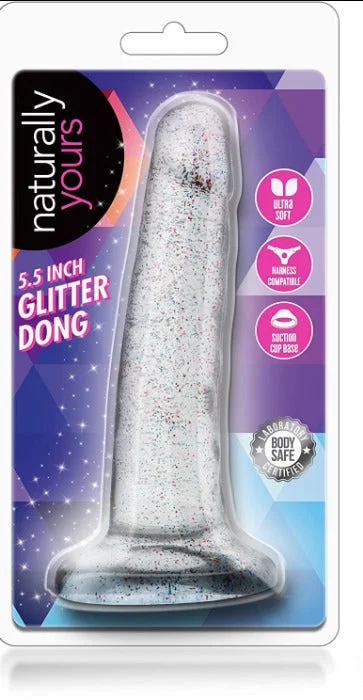 dildo safety discounts-Naturally Yours ''Glitter'' Dong 5.5 inch -Clear