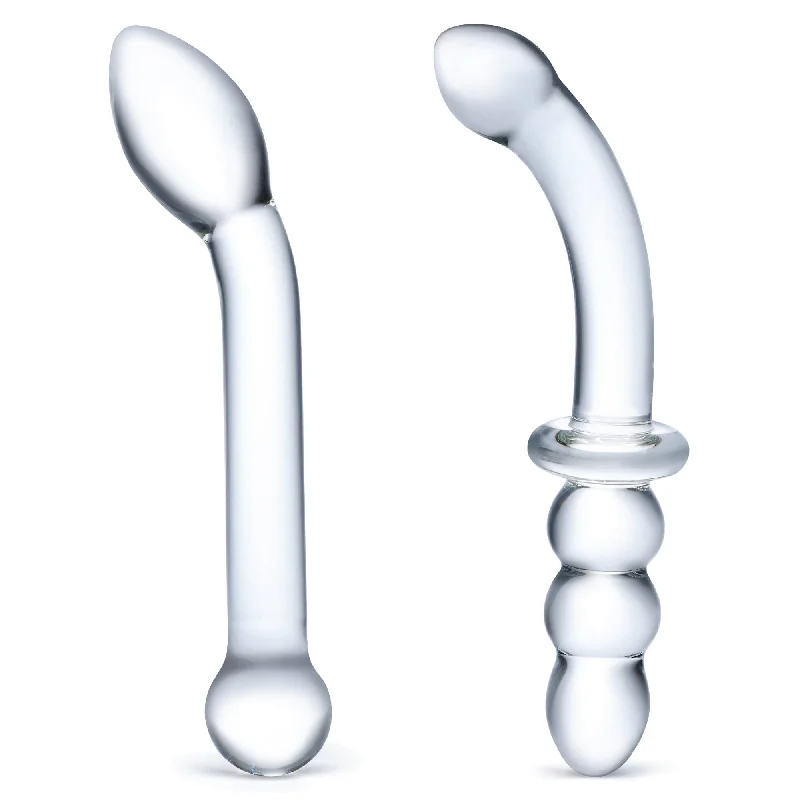 dildo portability guide-Glas G Spot Pleasure Glass Dildo Set 2 Piece