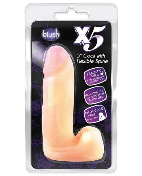 dildo noise deals-Blush X5 5" Cock with Flexible Spine