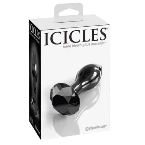 anal toys for anal fun-Pipedream Icicles No. 78 Glass Anal Plug With Faceted Base Black