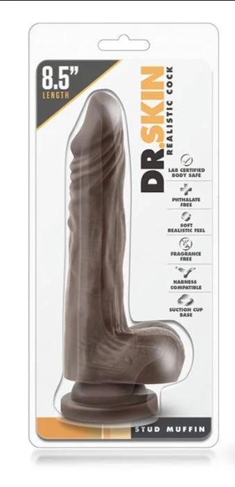 dildo suction offers-Dr. Skin ''Stud Muffin'' 8.5 Realistic Cock -Chocolate