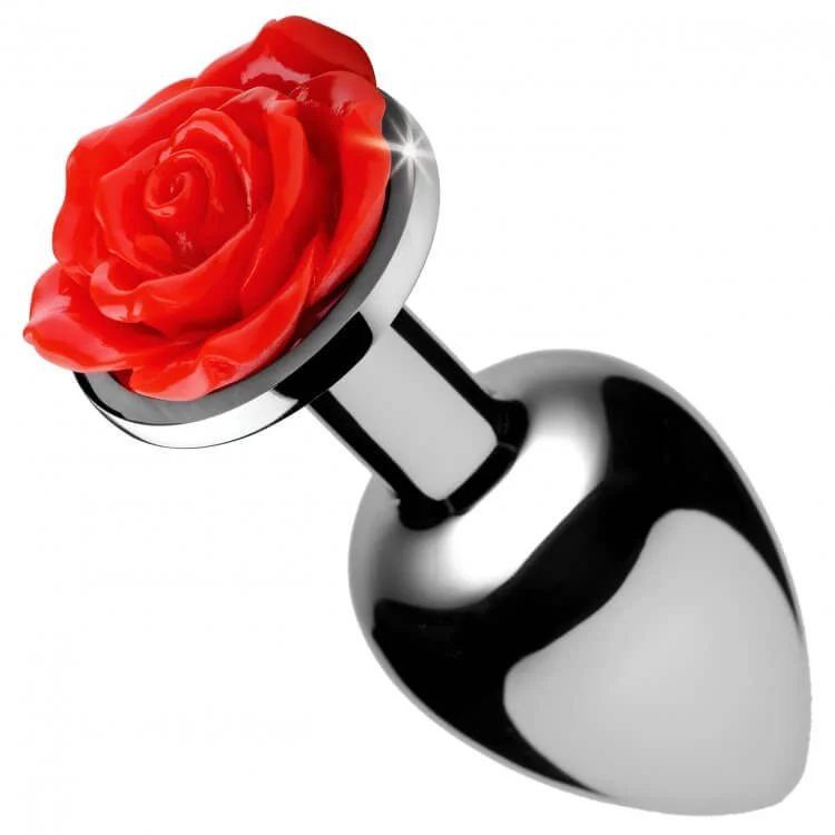 anal toys with soft design-Booty Sparks Red Rose Anal Plug Large