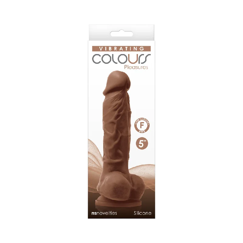 wireless dildo convenience-Colours Pleasures 5 in. Vibrating Dildo Brown