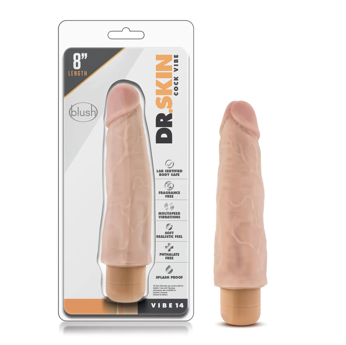 dildo usage offers-Dr. Skin Cock Vibe 14 Realistic Beige 8-Inch Long Vibrating Dildo