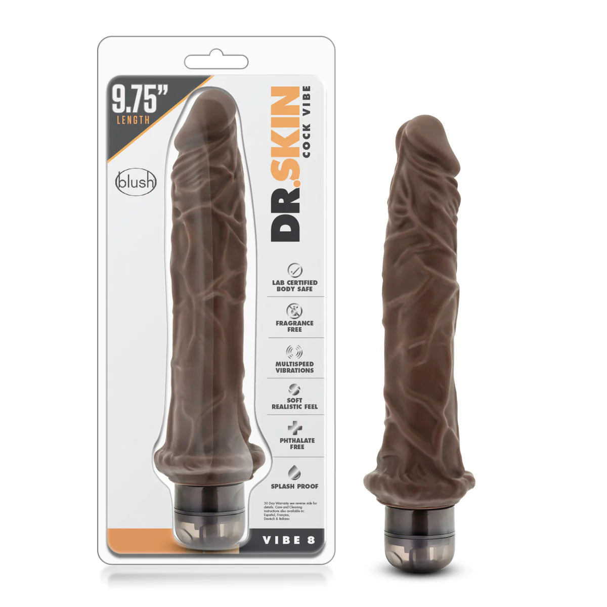 dildo shape bundles-Dr. Skin Cock Vibe 8 Realistic Chocolate 9.75-Inch Long Vibrating Dildo