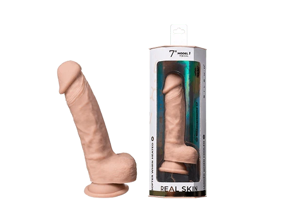 dildo limited offers-Silexd – Model 1- Real Skin - Liquid Silicone -(7") Flesh