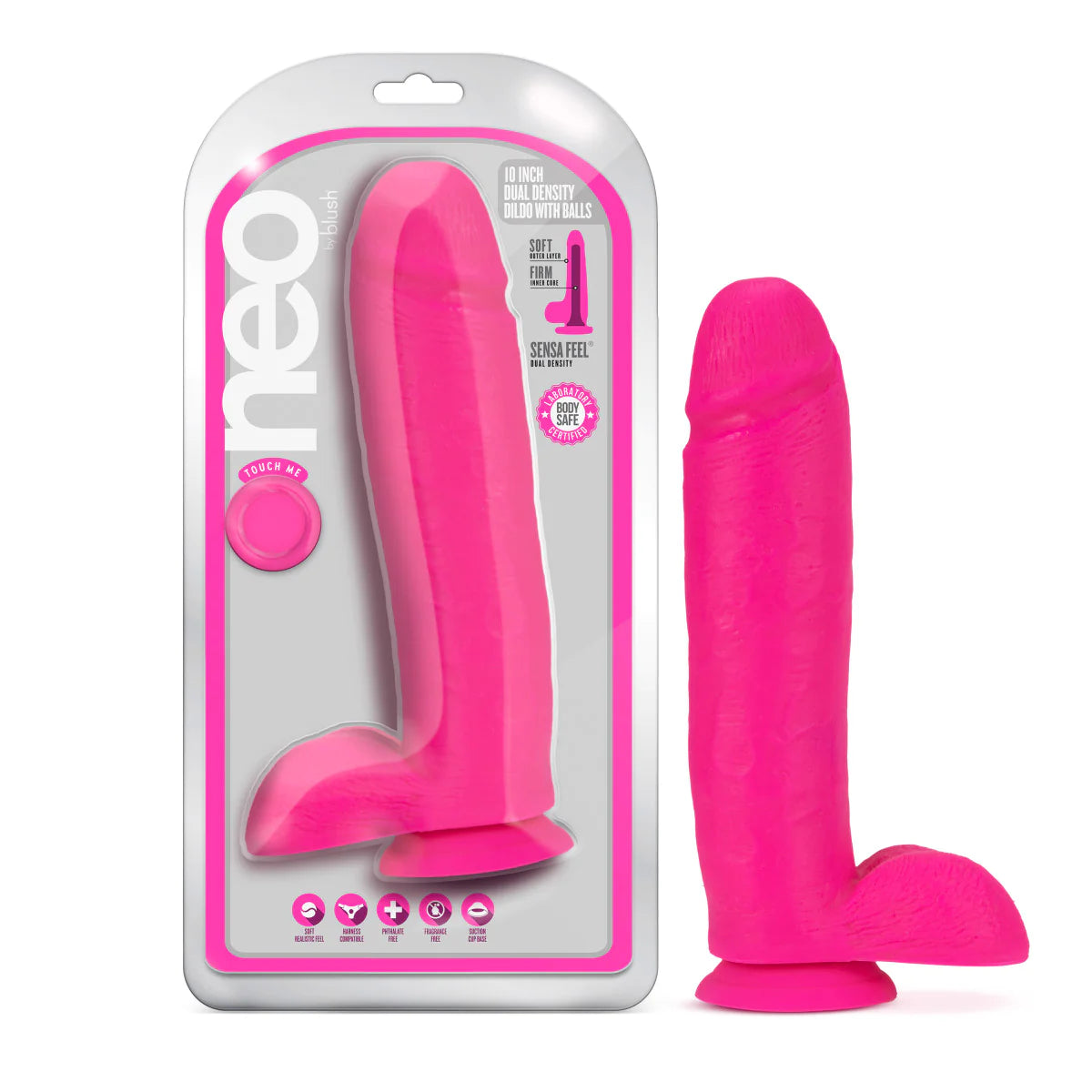 dildo texture offers-Neo Realistic Neon Pink 11-Inch Long Dildo