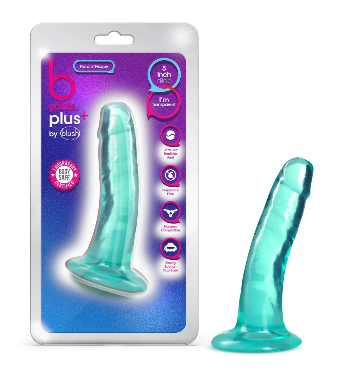 dildo performance discounts-B Yours Plus Hard N’ Happy Realistic G-Spot Teal 5.5-Inch Long Dildo