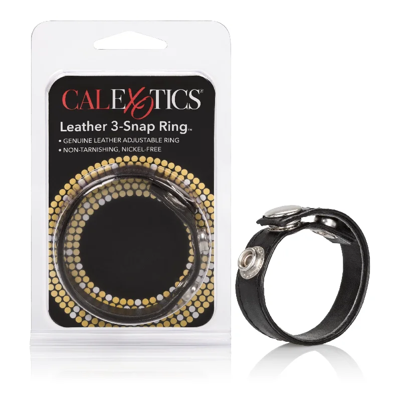 cock ring cleaning solutions-Leather Adventure Adjustable Snap Ring for Couples