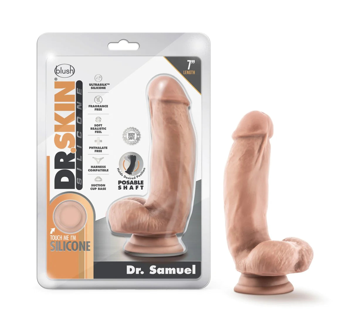 dildo battery promotions-Dr. Skin Silicone Dr. Samuel Realistic Vanilla 7-Inch Long Dildo