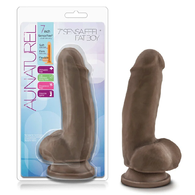 dildo beginner deals-Au Naturel Realistic Fat Boy 7 Inch Brown Anal Dildo with Balls by Blush Novelties