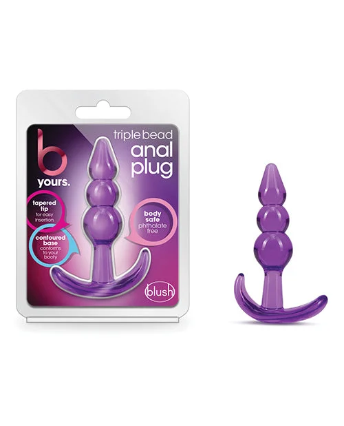 anal toys with sleek design-Blush B Yours Triple Bead Anal Plug - Purple