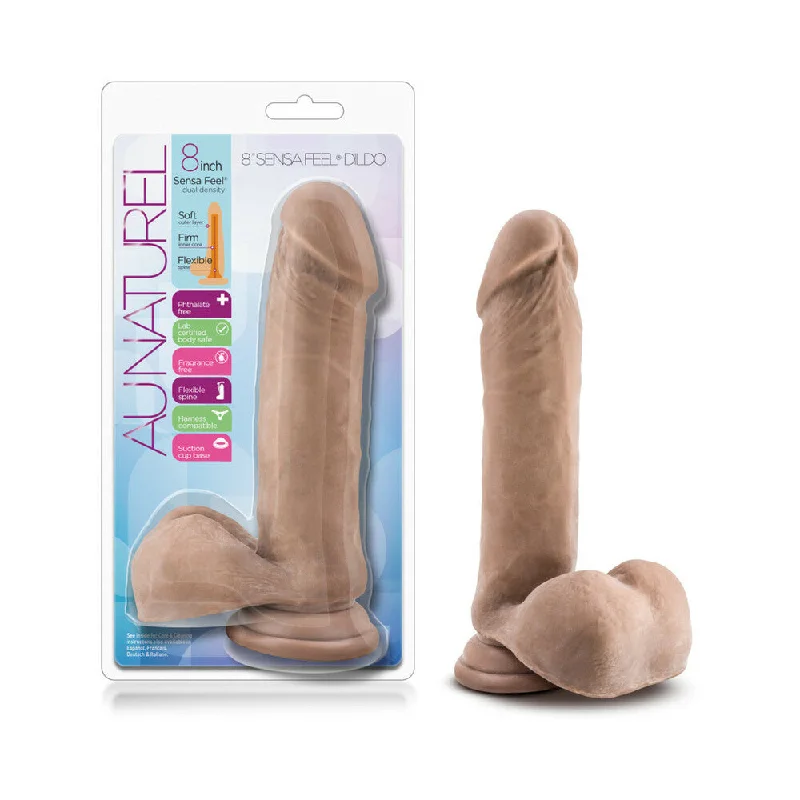 dildo weight advice-Au Naturel 8 in. Posable Dual Density Dildo with Balls Tan