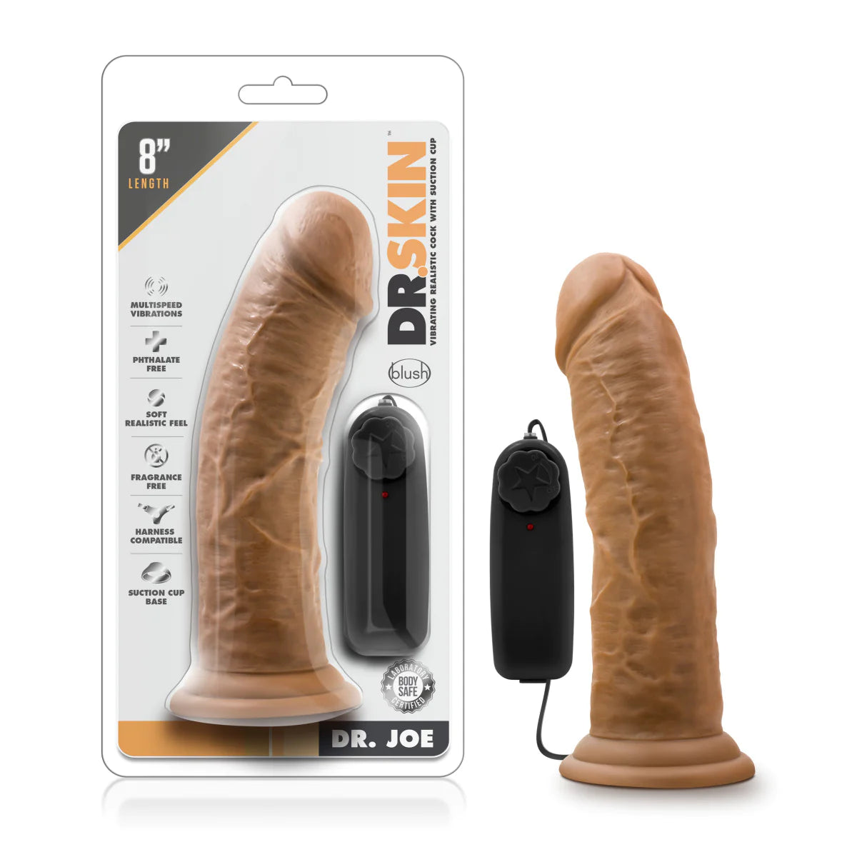 dildo sales bundles-Dr. Skin Dr. Joe Realistic Mocha 8-Inch Long  Vibrating Dildo