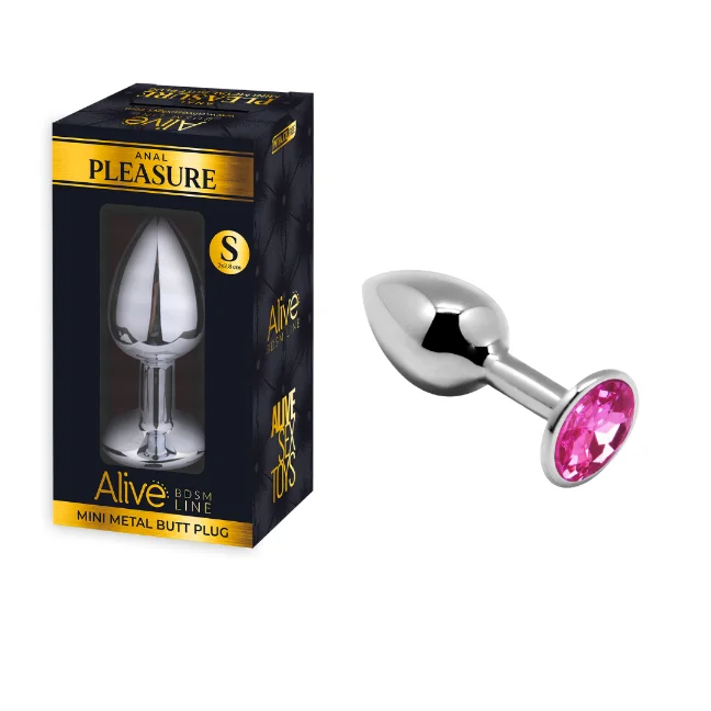 anal toys for couple massage-MINI METAL BUTT PLUG ANAL PLEASURE PINK Small